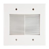 Cable Pass through Wall Plate Brush Style Double Gang Decora White