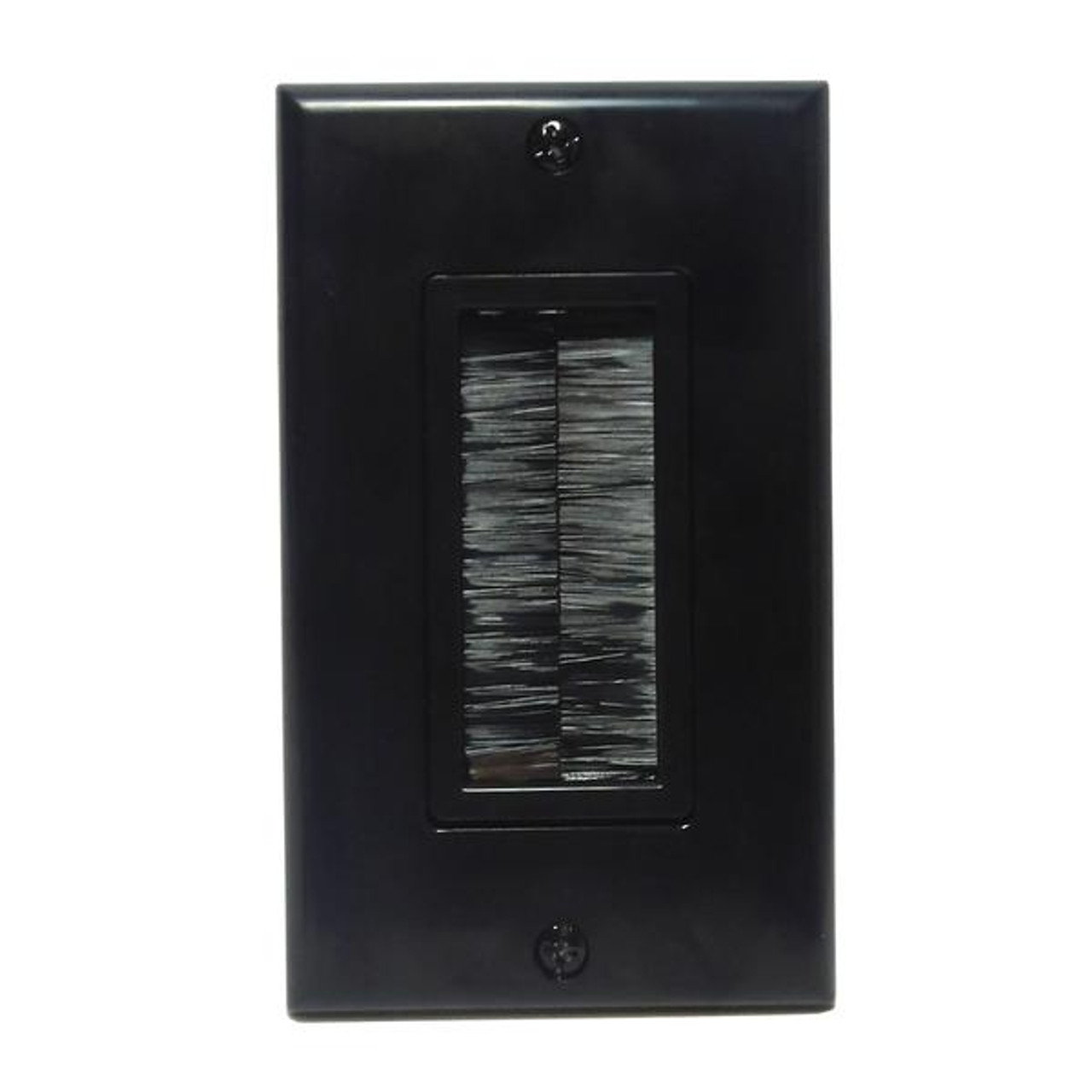 Cable Pass through Wall Plate Brush Style Single Gang Decora Black