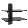 Media Player AV Component Wall Mount Dual Shelf Glass Black