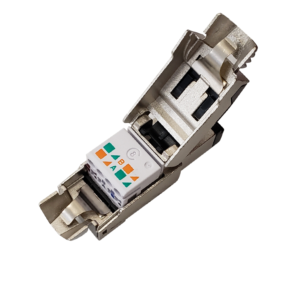 RJ45 Cat8 Shielded Field Termination Tool Less Plug Solid or Stranded