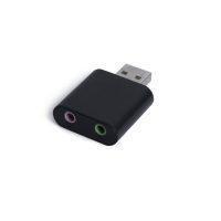 USB A Male to 3.5mm Headphone Microphone Adapter – Black