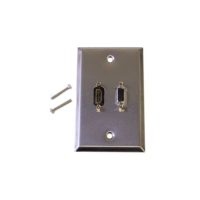 VGA HDMI Single Gang Wall Plate Kit Stainless Steel 1