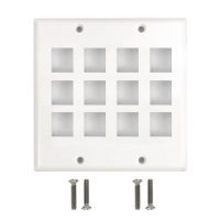 Wall Plate Flush Style 12 Port Keystone Double Gang White