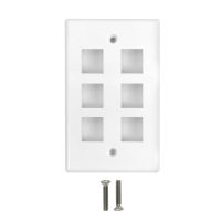 Wall Plate Flush Style 6 Port Single Gang Keystone White