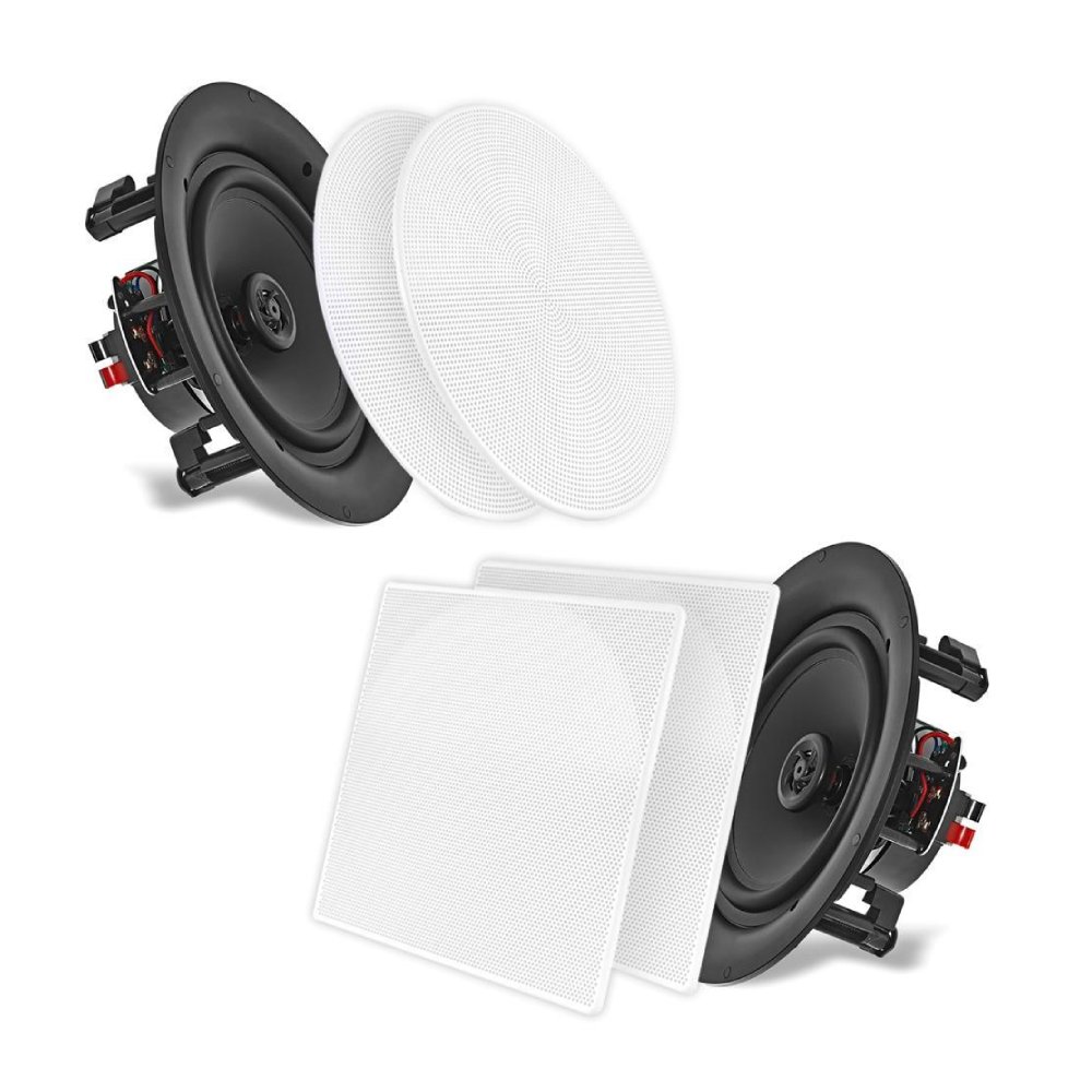 8.0 In Wall In Ceiling Dual Stereo Speakers 2 Way Flush Mount 250 Watt