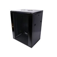Wall Mount Cabinet 18U x 18″ Depth Glass Door – Black
