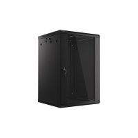 Wall Mount Cabinet 18U x 24″ Depth Glass Door – Black