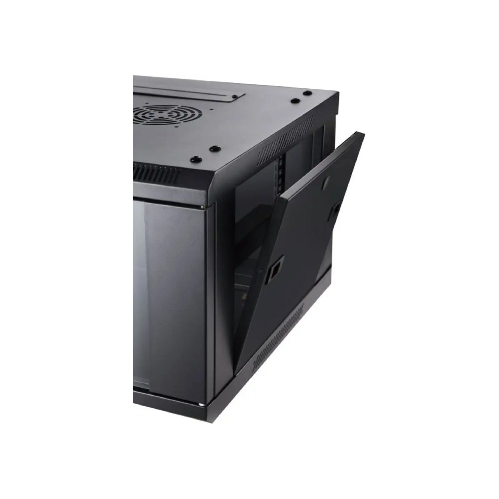 Wall Mount Cabinet 21U x 18″ Depth Glass Door – Black 1