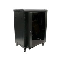 Wall Mount Cabinet 21U x 18″ Depth Glass Door – With Wheels