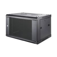Wall Mount Cabinet 4U x 24″ Depth Glass Door – Black 2