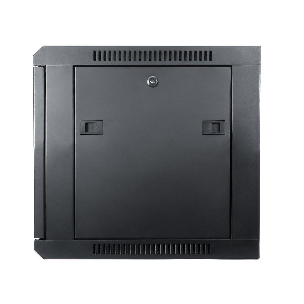Wall Mount Cabinet 6U x 13.5″ Usable Depth Glass Door – Black 4